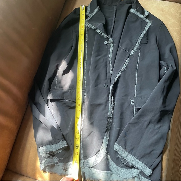 Designer raw edge black and green lace blazer jacket designer unique - Picture 8 of 9